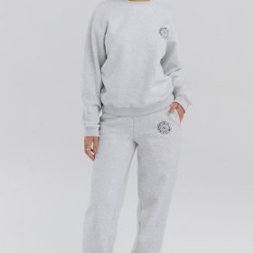Haze Light Grey Marl Crew Neck Sweatshirt - Image 8