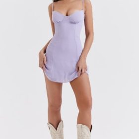 Christiana  Lavender Mini Dress - Image 6
