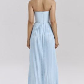 Marcella Ocean Blue Pleated Maxi Dress - Image 10