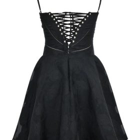 Serenita Black Floral Lace Back Mini Dress - Image 4