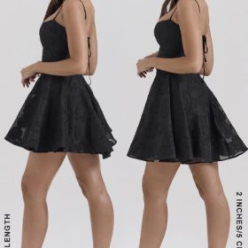 Serenita Black Floral Lace Back Mini Dress - Image 12