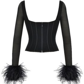 Stella Black Mesh Trimmed Corset - Image 4