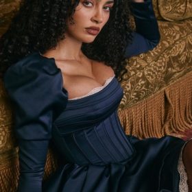 Venetia Midnight Satin Puff Sleeve Mini Dress - Image 6