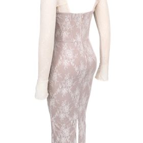 Saisha Ivory Lace Long Sleeve Midi Dress - Image 3