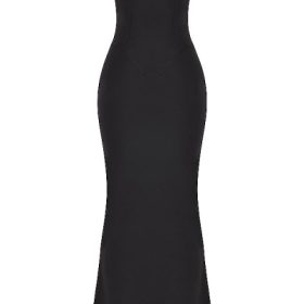 Sabine Black Crepe Strapless Corset Dress - Image 2