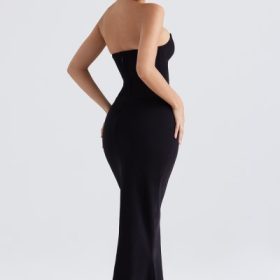 Sabine Black Crepe Strapless Corset Dress - Image 11