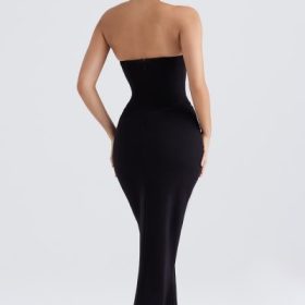 Sabine Black Crepe Strapless Corset Dress - Image 12