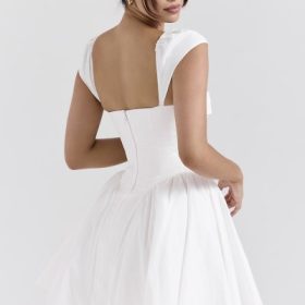 Florence White Cotton Corset Mini Dress - Image 9