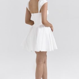 Florence White Cotton Corset Mini Dress - Image 10