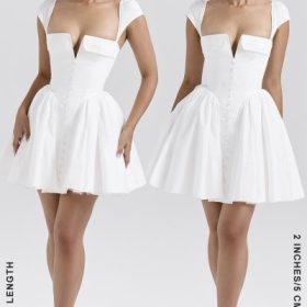 Florence White Cotton Corset Mini Dress - Image 11