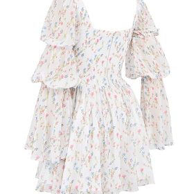 Sancia White Posy Print Puff Sleeve Mini Dress - Image 3