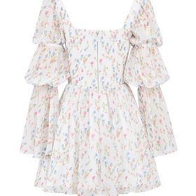 Sancia White Posy Print Puff Sleeve Mini Dress - Image 4