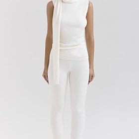 Clementine Ivory Cashmere Draped Tank and Scarf - Image 7