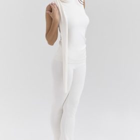 Clementine Ivory Cashmere Draped Tank and Scarf - Image 9