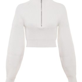 Reeva White Balloon Sleeve Ribbed Sweater - Image 2