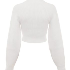 Reeva White Balloon Sleeve Ribbed Sweater - Image 4