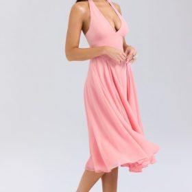 Solada Peach Georgette Halter Sundress - Image 9