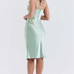 Fallon Light Jade Embroidered Slip Dress