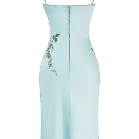 Fallon Light Jade Embroidered Slip Dress - Image 4