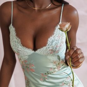 Fallon Light Jade Embroidered Slip Dress - Image 6