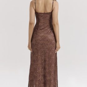 Lucianna Espresso Lace Maxi Dress