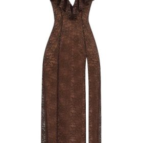 Lucianna Espresso Lace Maxi Dress - Image 2