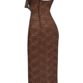 Lucianna Espresso Lace Maxi Dress - Image 3