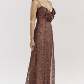 Lucianna Espresso Lace Maxi Dress - Image 7