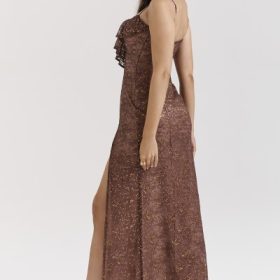 Lucianna Espresso Lace Maxi Dress - Image 8