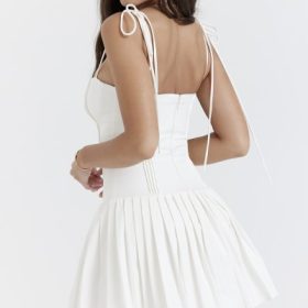 Marcy White Pleated Mini Dress - Image 12