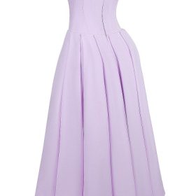 Lady Orchid Twill Strapless Tulle Midi Dress - Image 3