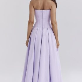 Lady Orchid Twill Strapless Tulle Midi Dress - Image 10