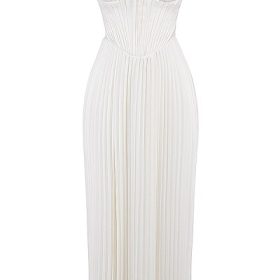 Amorata Ivory Pleated Maxi Dress - Image 2