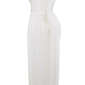 Amorata Ivory Pleated Maxi Dress - Image 3