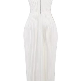 Amorata Ivory Pleated Maxi Dress - Image 4