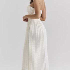 Amorata Ivory Pleated Maxi Dress - Image 11