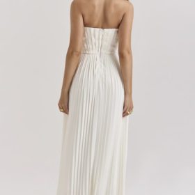 Amorata Ivory Pleated Maxi Dress - Image 12