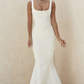 Estelle Ivory Satin Mermaid Bridal Gown - Limited Edition - Image 10