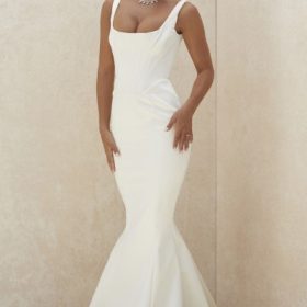 Estelle Ivory Satin Mermaid Bridal Gown - Limited Edition - Image 11