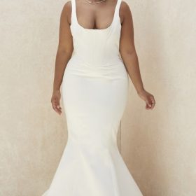 Estelle Ivory Satin Mermaid Bridal Gown - Limited Edition - Image 13