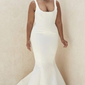 Estelle Ivory Satin Mermaid Bridal Gown - Limited Edition - Image 14