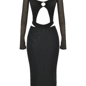 Marina Black Cutout Midi Dress - Image 2