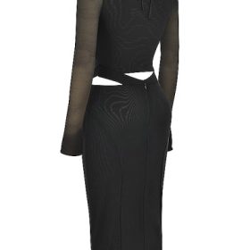 Marina Black Cutout Midi Dress - Image 3
