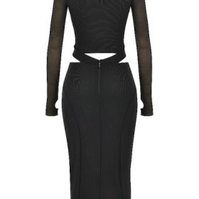 Marina Black Cutout Midi Dress - Image 4