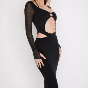 Marina Black Cutout Midi Dress - Image 8