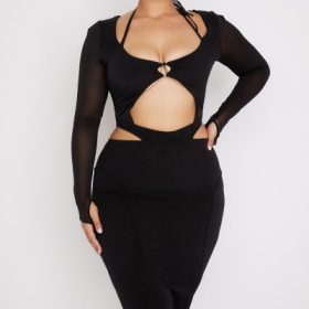 Marina Black Cutout Midi Dress - Image 10