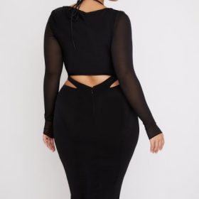 Marina Black Cutout Midi Dress - Image 11