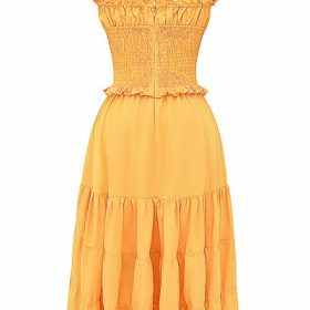 Phedra Tangerine Shirred Sundress - Image 4