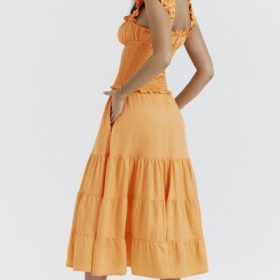 Phedra Tangerine Shirred Sundress - Image 12