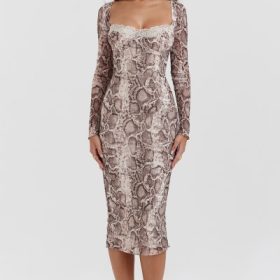 Seraphina Snake Print Corset Dress - Image 7